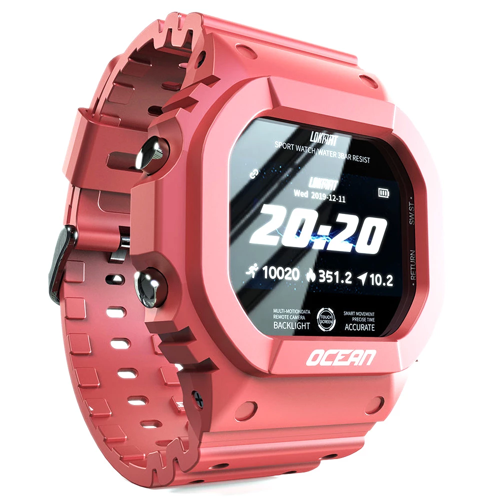 Best Sale ✨ LOKMAT OCEAN Bluetooth Smartwatch 1.14 inch TFT Touch Screen Heart Rate Blood Pressure Monitor 5 ATM Water-Resistant 170mAh Battery - Red ⌛ - Image 2
