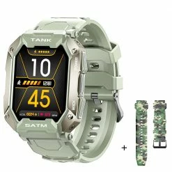 Cheap ⌛ KOSPET TANK M1 Smartwatch 1.72'' Screen SpO2 HR BP Monitor Fitness Tracker IP69 Waterproof Sports ⌚ Watch + Camouflage Strap - Green 😍