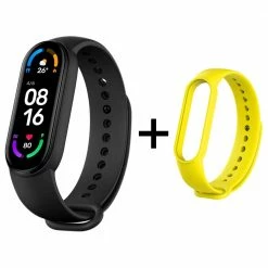 Best Sale 🔔 Xiaomi Mi Band 6 Smart Bracelet Heart Rate Oximetry Monitor 1.56 inch Screen Bluetooth 5.0 50 Meters Water Resistance 30 Sports Modes CN Version + Yellow Replacement Strap ❤️